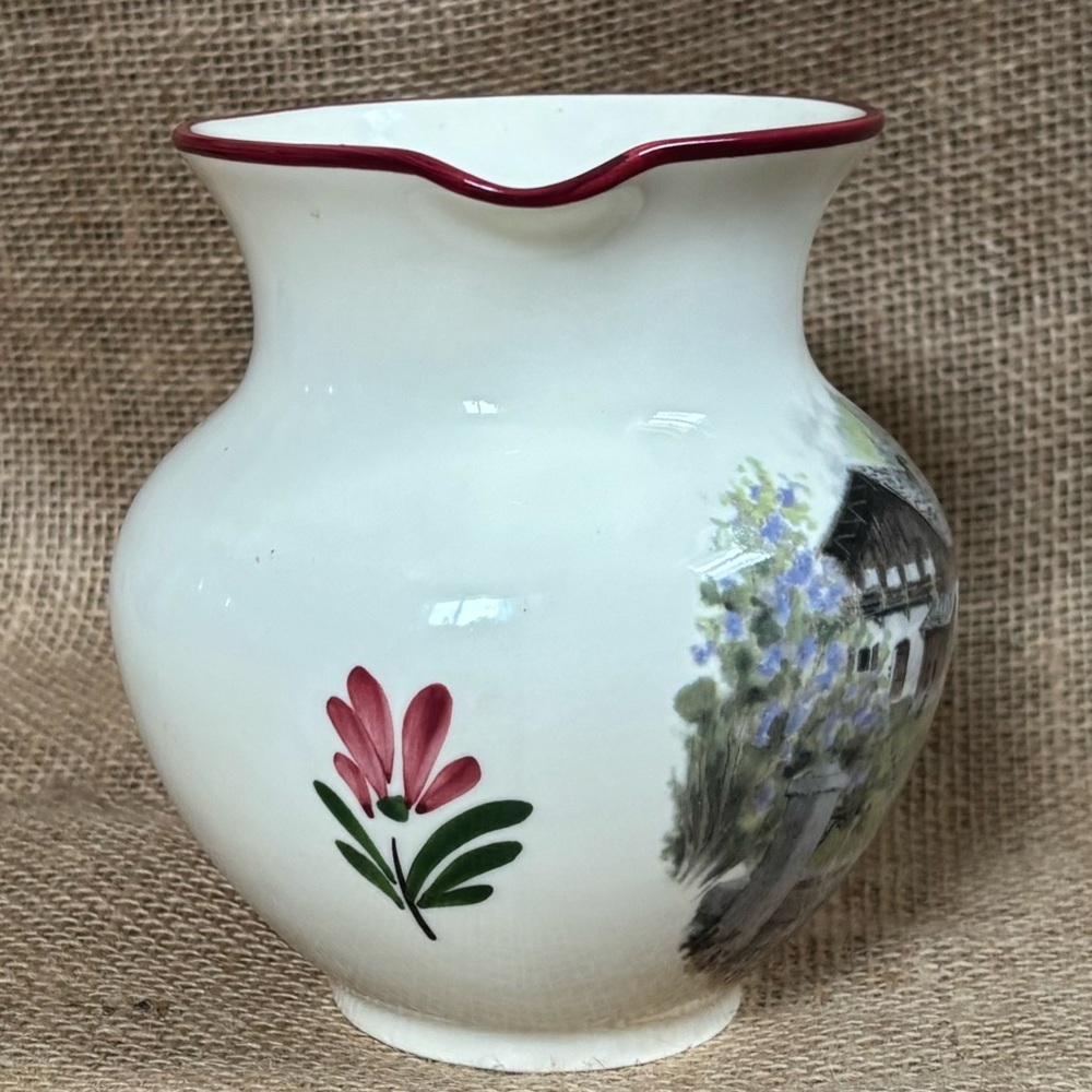 Vintage Blanchardon Fabrication French Pitcher Vase Milk Jug Girl At Well - Picture 3 of 8